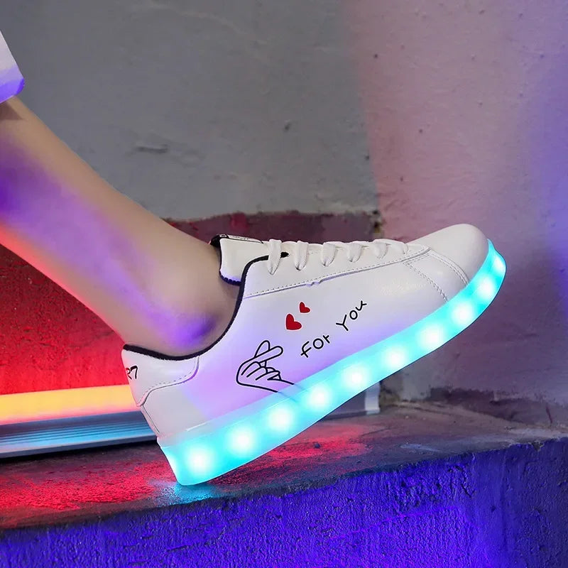 Baskets LED Lumineuses – Chaussures à Lacets Recharge USB Unisexe | Semelle Lumineuse