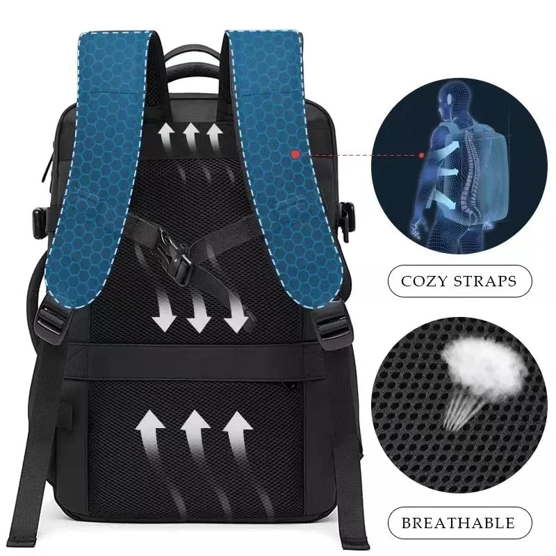 Sac à Dos Business Voyage BANGE – Grande Capacité 37-45L | Port USB | Laptop 17,3"