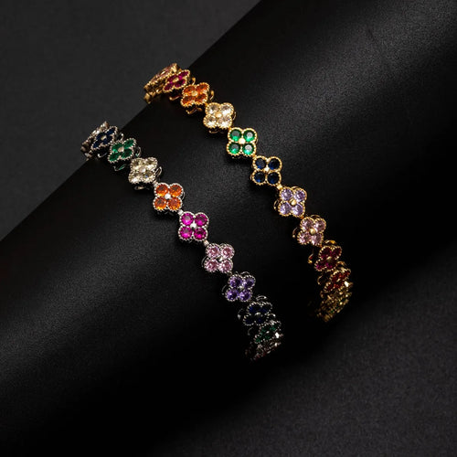 Bracelet Femme Fleur Porte-Bonheur Zircon – Style Chic & Élégant