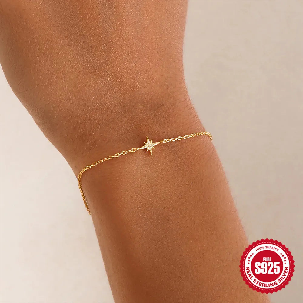 Bracelet Charme Femme en Argent 925 – Zircon Œil de Cheval & Chaîne Anneau | Or & Argent