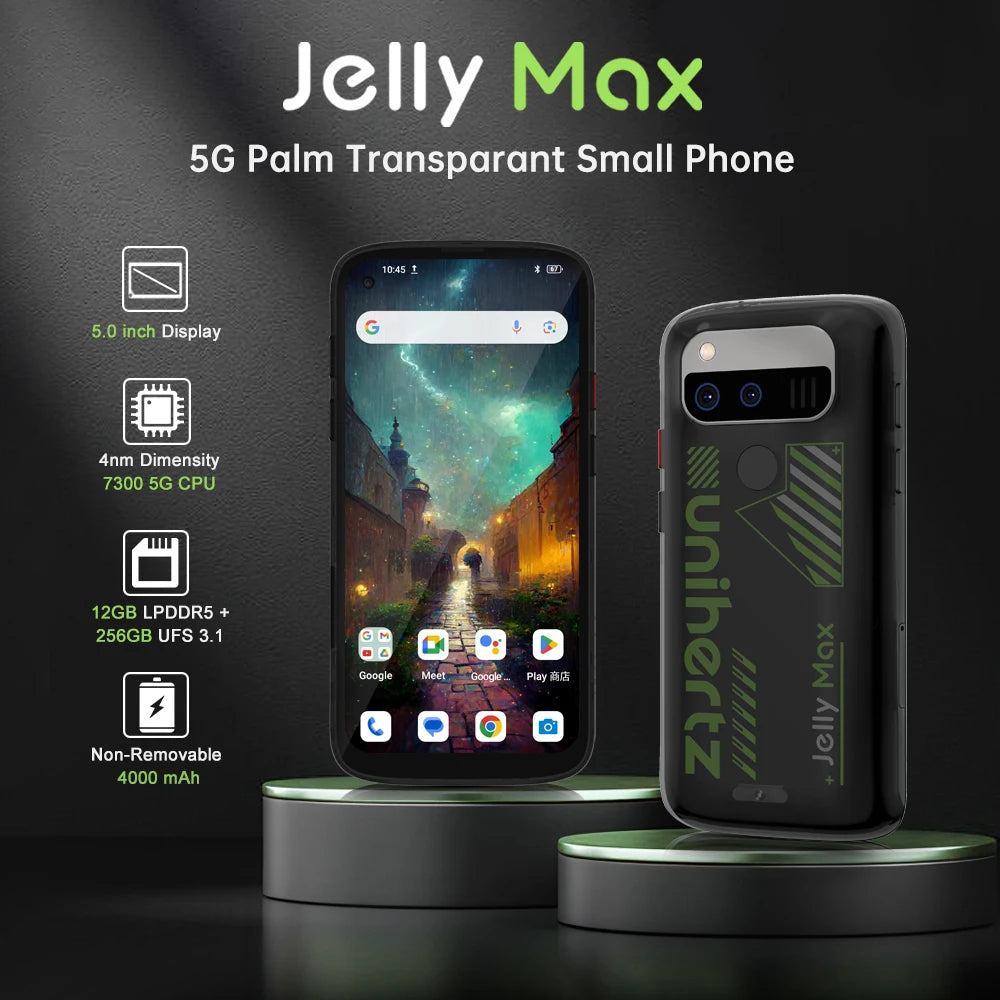 Unihertz Jelly Max – Smartphone 5G Compact 12 Go + 256 Go, Caméra 100 MP, Batterie 4000 mAh