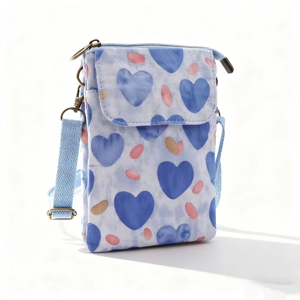 Versatile Print New Oil Painting Series 5-Layer Crossbody Phone Bag Rustic Fabric Women's Handbag Lightweight and Easy-to-Match