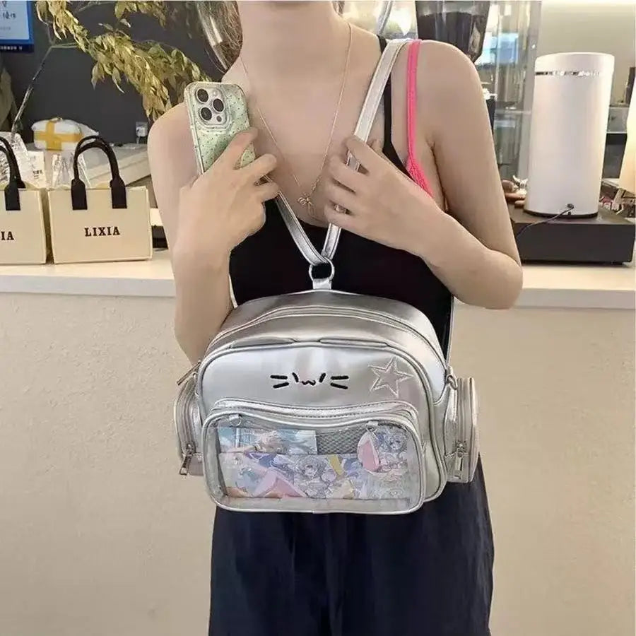 Sac Bandoulière Y2K Grande Capacité Motif Chat – Style Street Trend Femme