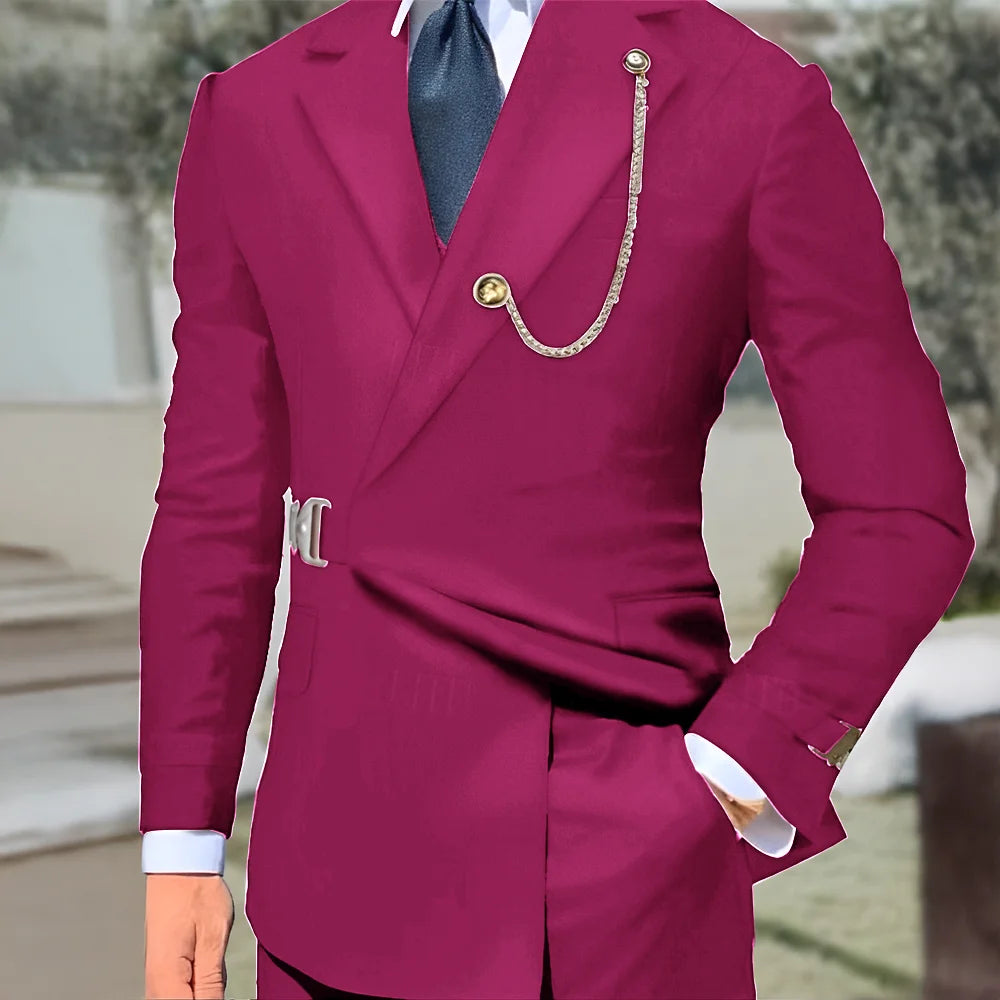 New Men's Suit 2-piece Business Formal Blazer Double-breasted Design Groom Tuxedo for Wedding XS-5XL Outfit