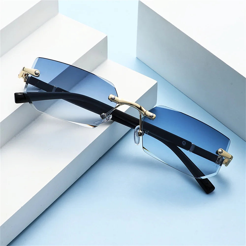 Lunettes de Soleil Sans Monture Rectangulaires Y2K – Unisexe