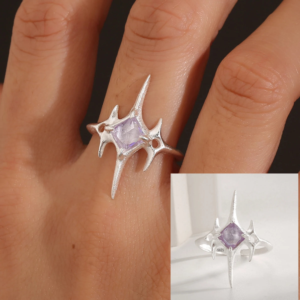 Bague Lotus en Argent Sterling 925 Femme – Texture Rétro & Ajustable | Cadeau Bijou