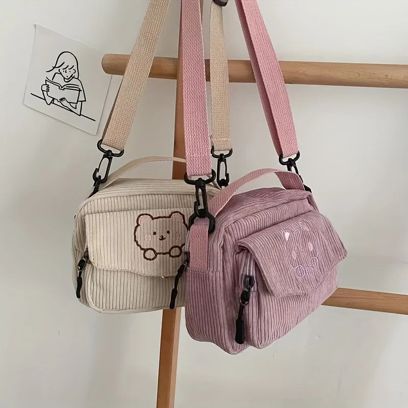 Korean Style Canvas Shoulder Bag - Women