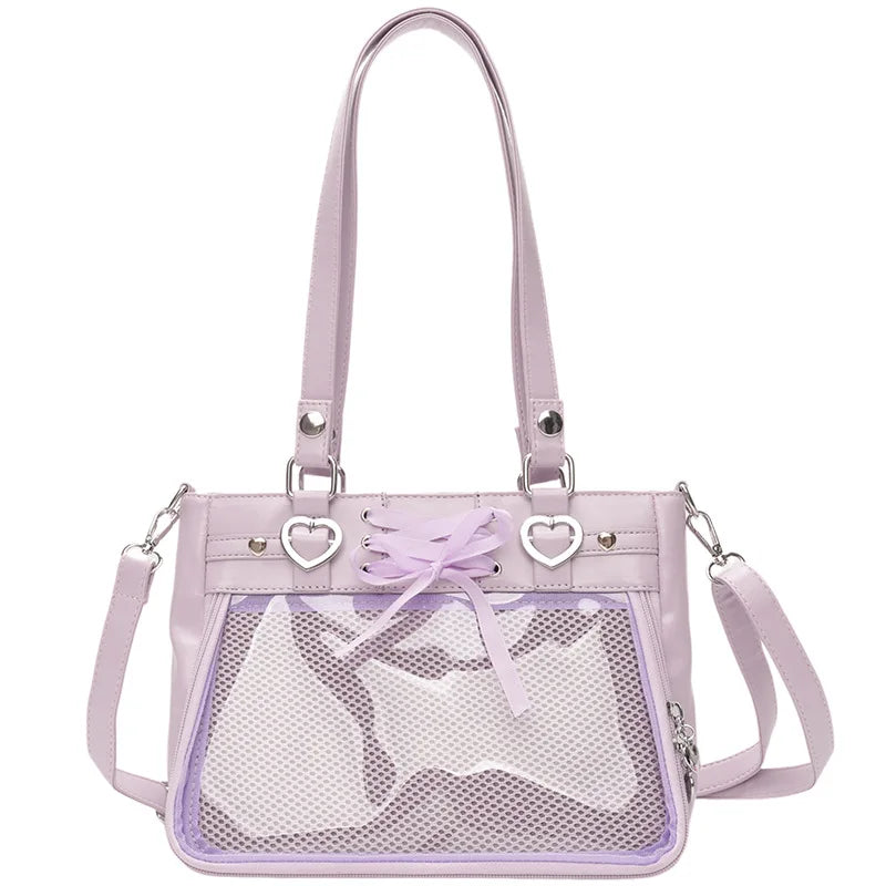 Petit Sac Ita Bag Kawaii Bandoulière Femme – Fenêtre Transparente, Ruban, Style Japonais 2026