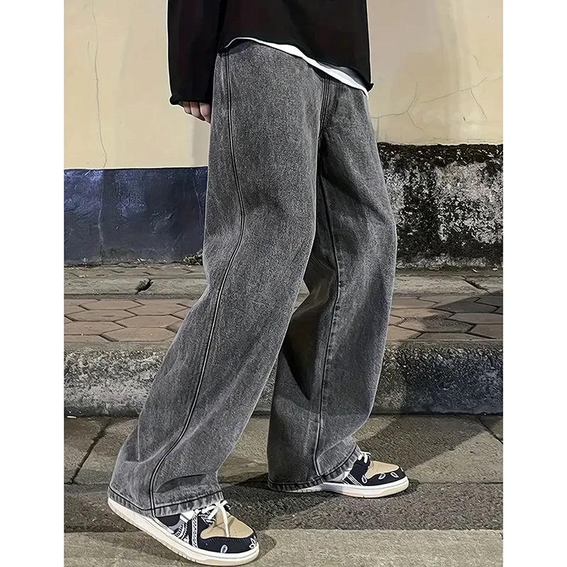 Jean Wide Leg Loose Homme Style Coréen Denim Casual Multicolore | S-XXXL