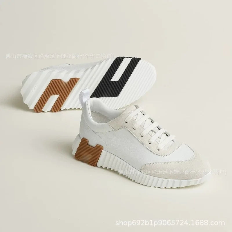 for H home, classic breathable casual sports shoes multi-color splicing leather fashion versatile mesh lace-up dad shoes men