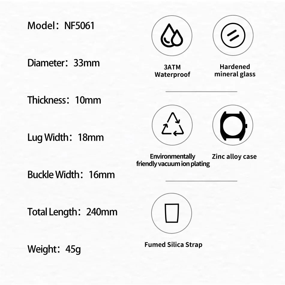 NAVIFORCE NF5061 – Montre Femme Élégante Quartz Silicone, Style Casual & Fashion