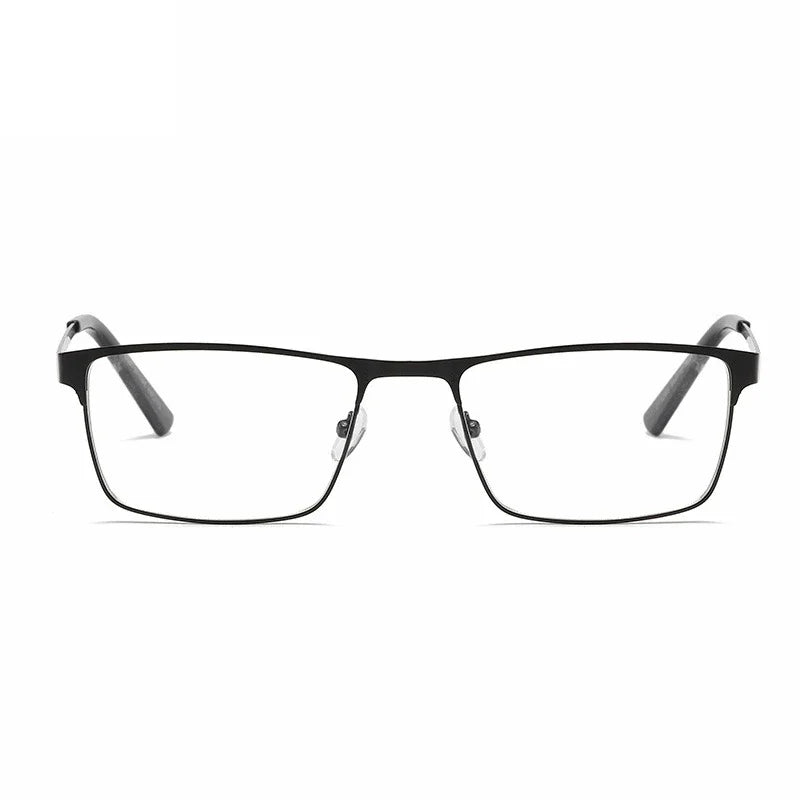 Lunettes de Lecture Carrées en Métal – Anti Lumière Bleue, Branches à Ressort, Mixte