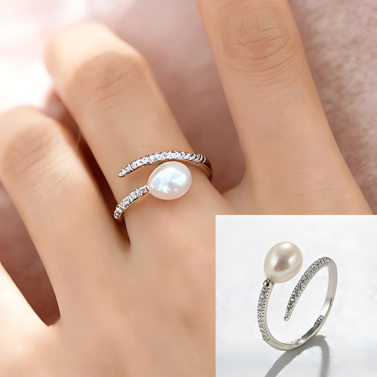 Bague Lotus en Argent Sterling 925 Femme – Texture Rétro & Ajustable | Cadeau Bijou