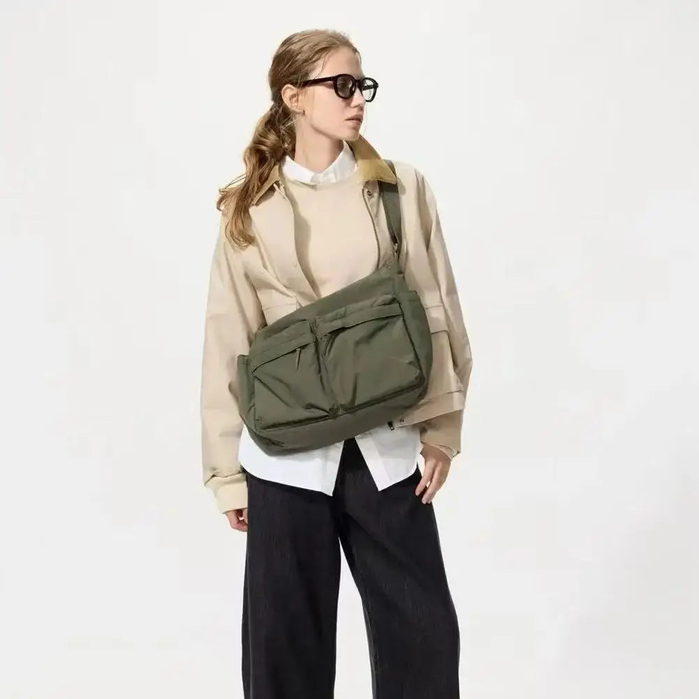 Sac Bandoulière Femme en Toile Style Boston Rétro – Grande Capacité, Pendentif Grenouille Optionnel