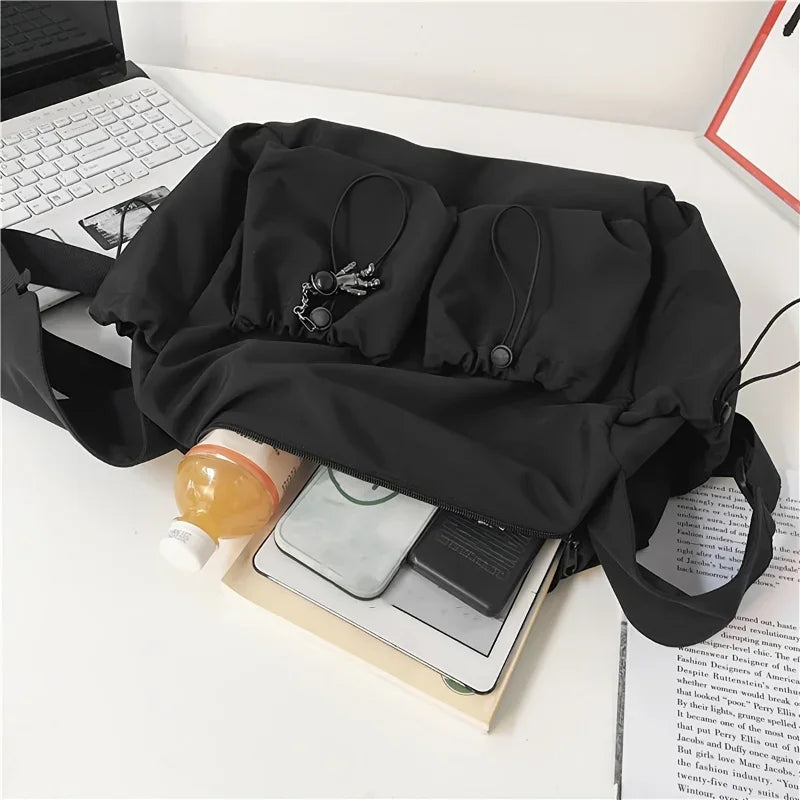 Sac Bandoulière Mixte FXZLLQ – Nylon Grande Capacité, Cordon & Breloque, Fermeture Zip