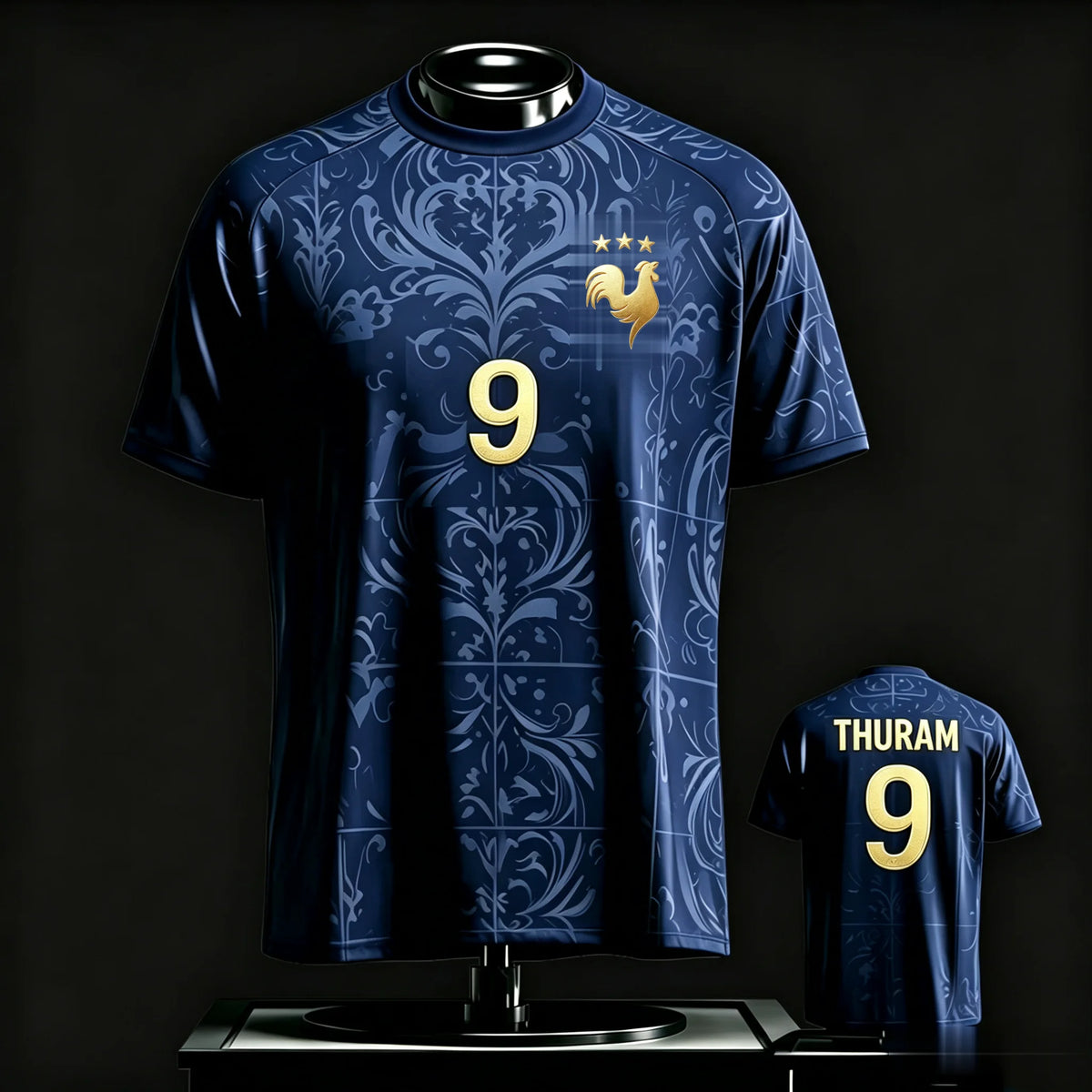 Mbappe 10 Soccer Jersey Golden Rooster Badge Double-Sided Quick Dry Crewneck Short Sleeve Unisex Premium Football Fan Jersey