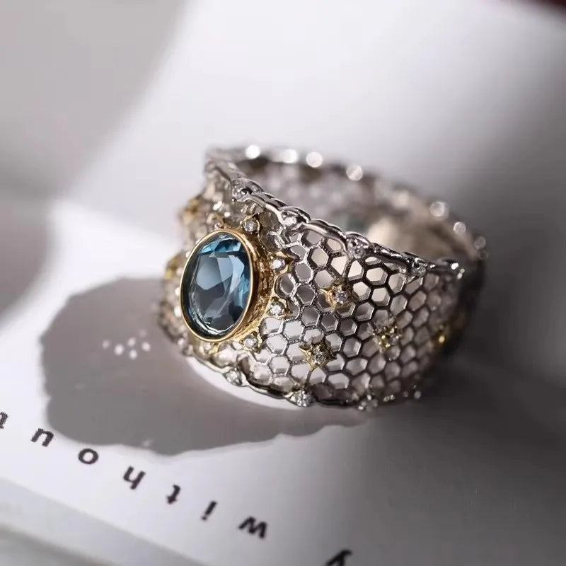 Bague Lotus en Argent Sterling 925 Femme – Texture Rétro & Ajustable | Cadeau Bijou