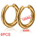 Lot 6 Créoles Femme Acier Inoxydable Plaqué Or 24K – Style Coréen Luxe