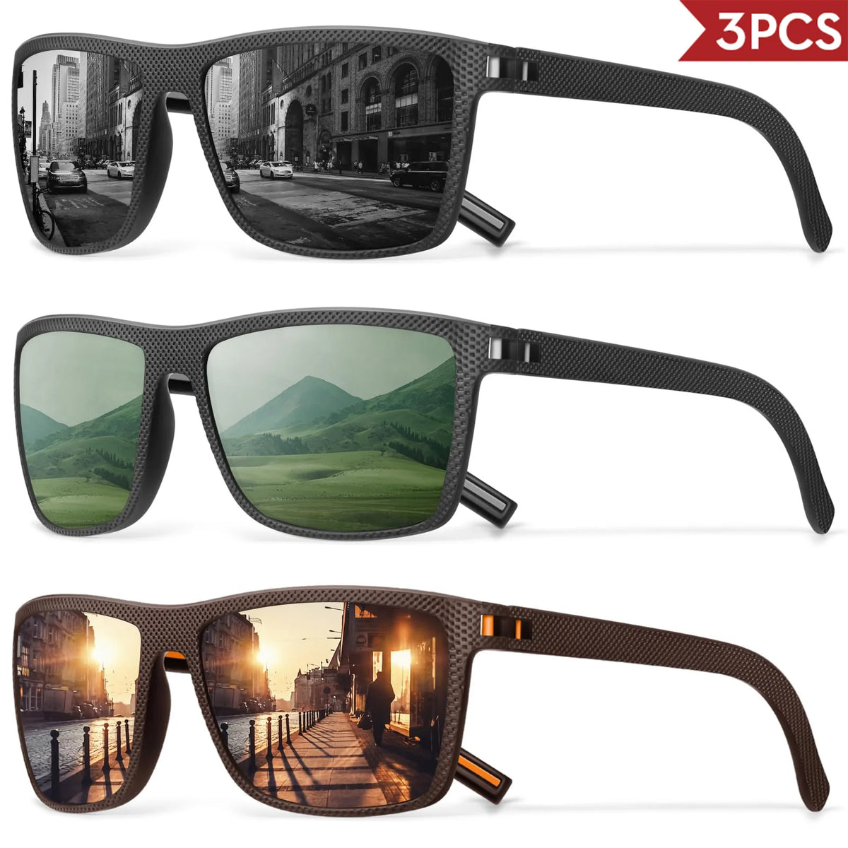 Lot de 3 ou 4 Lunettes de Soleil Polarisées VEGUEROS – UV400 & Miroir
