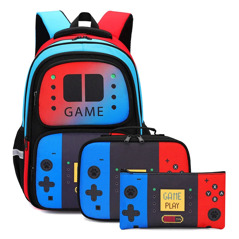 Set 3 Pièces Sac à Dos Console de Jeu – Nylon Imperméable | Ado Garçon & Fille | École & Loisirs
