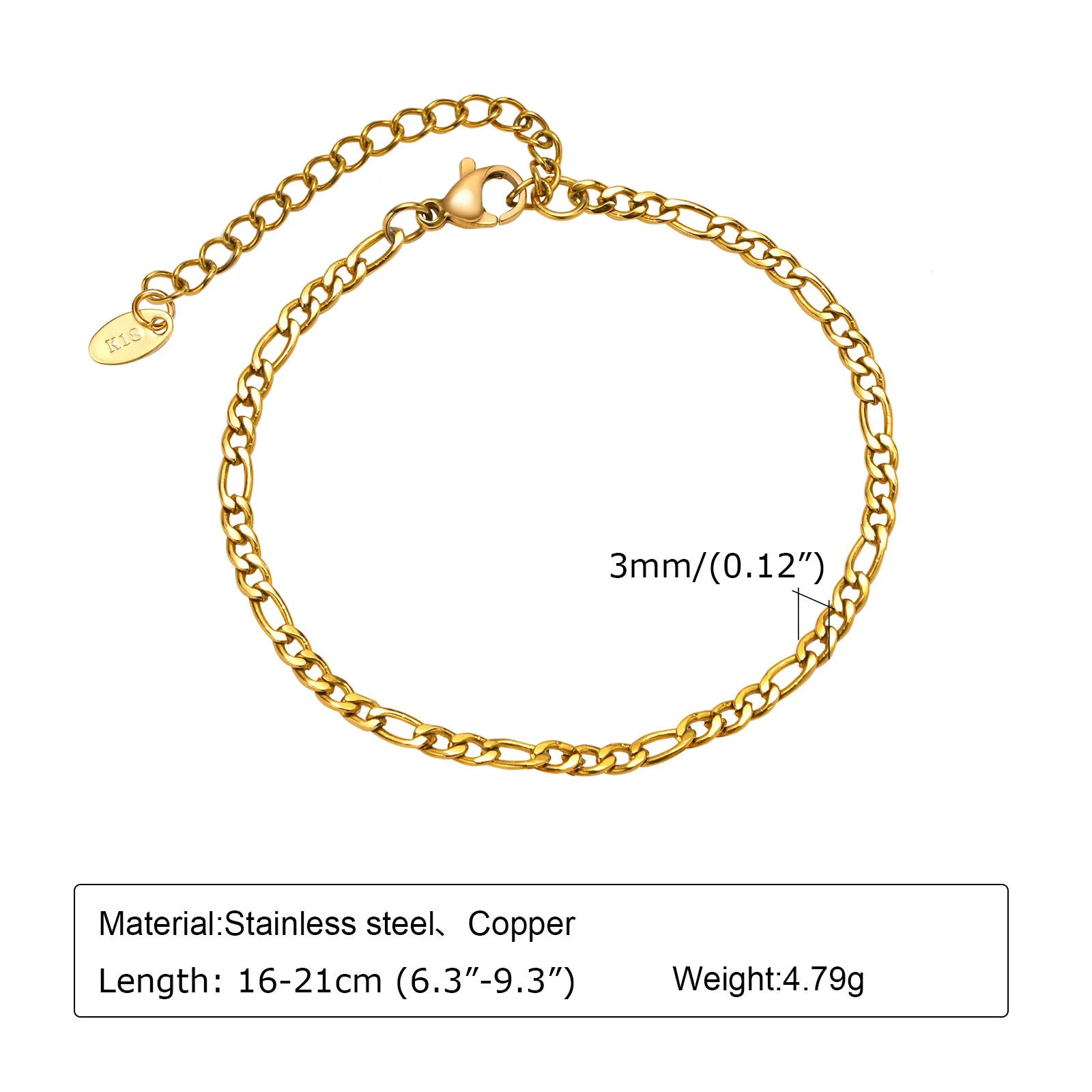 Bracelet Chaîne Acier Inoxydable Waterproof – Plaqué Or Femme