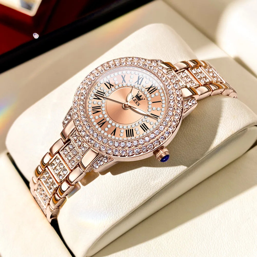 Montre Femme OLEVS 9943 – Cadran Romain Diamant Lumineux Quartz, Style Luxe & Mode
