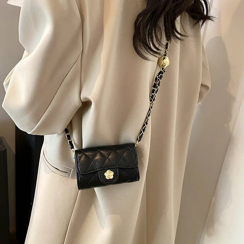 Mini Sac Bandoulière Femme Cuir PU – Chaîne Style Coréen, Couleur Unie, 7 Coloris