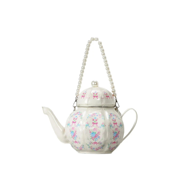 Sac Bandoulière Forme Théière avec Chaîne Perles – Sac À Main Femme