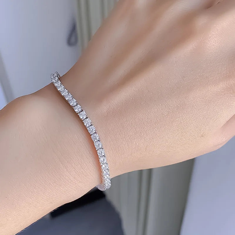 5mm 925 Sterling Silber Moissanite Armband 3mm D VVS1 Diamant mit GRA für Damen Funkelnder Hochzeitsparty Edelschmuck