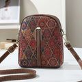 Sac Téléphone Bandoulière Femme Style Bohème Ethnique – Cuir PU, Fermeture Zip, 7 Coloris