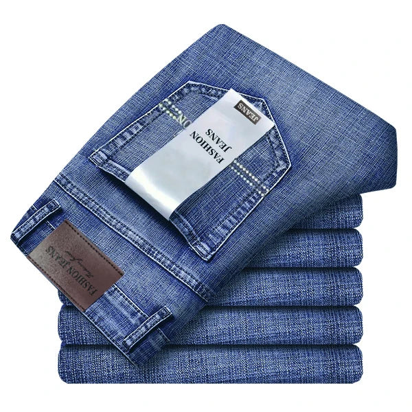 Jean Homme Droit Stretch – Style Business Casual Bleu & Noir