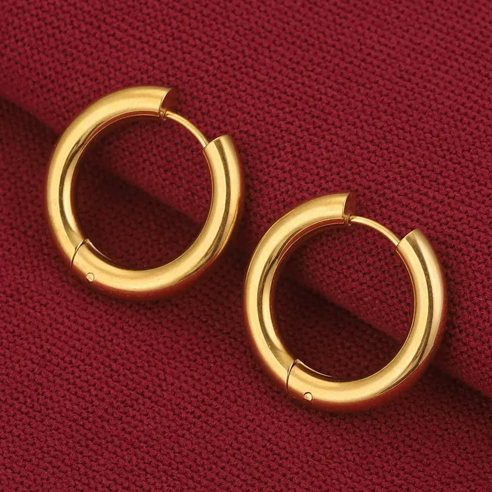 Lot 6 Créoles Femme Acier Inoxydable Plaqué Or 24K – Style Coréen Luxe