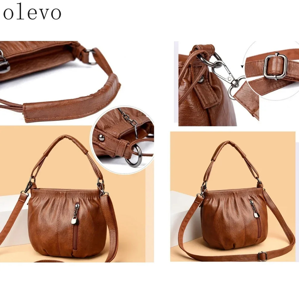 Sac Seau Bandoulière Style Rétro Grande Capacité – Cuir PU, 3 Coloris