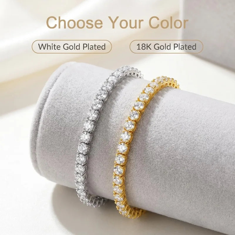 D VVS1 100% Moissanite Tennis Bracelets S925 Sterling Silver for Women Man High Quality Wedding Jewelry Accessories Fashion Gift