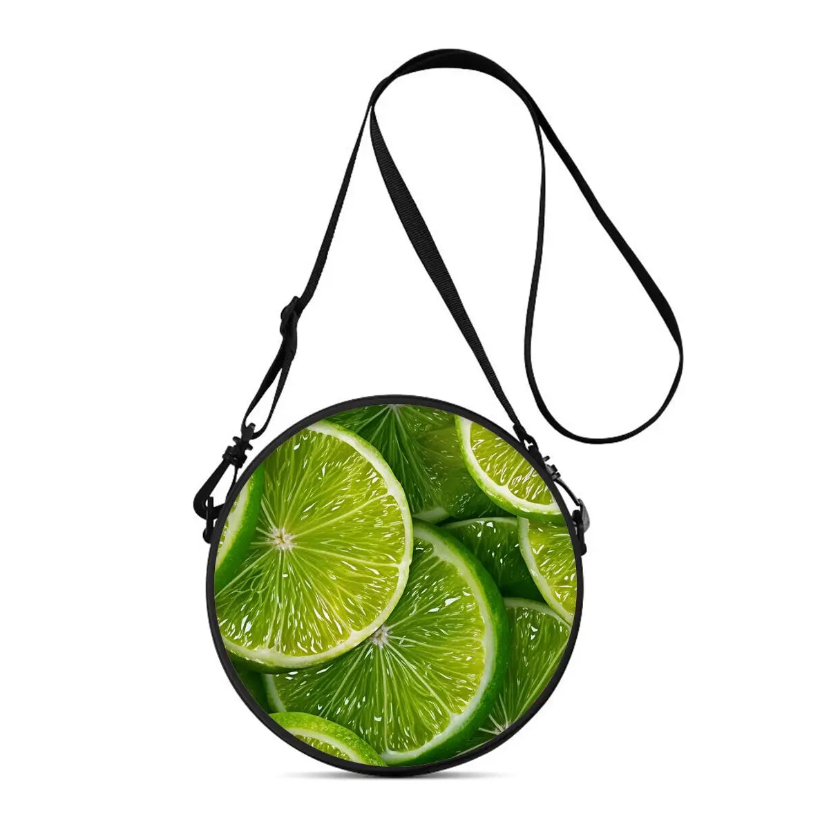 Watermelon Cherry Round Shoulder Bag Fruit Messenger Bag Daily Adjustable Strap Crossbody Bag for Woman Best Gifts 2D Flat