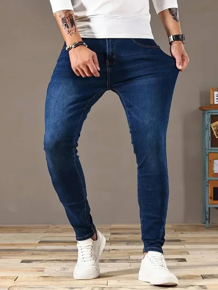 Men's Skinny Stretch Jeans 3 Colors Harajuku Hip-Hop Street Luxe Style Sizes 28-38
