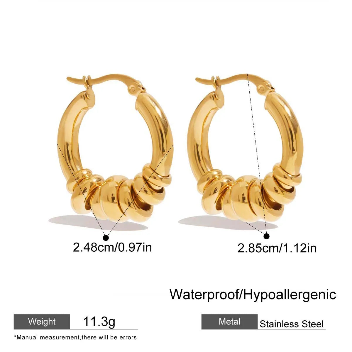 Boucles d'Oreilles Huggie Vintage Cercle – Acier Inoxydable Plaqué Or 18K, Hypoallergéniques, Style Minimaliste