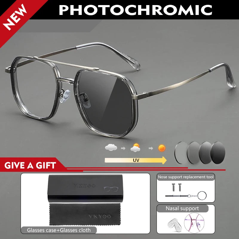 Lunettes de Lecture CAIDERONI Photochromiques Style Pilote – Anti-Lumière Bleue, Prescription Personnalisable, Mixte