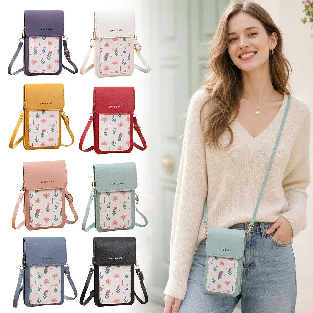 PU Leather Touch Screen Phone Bag Zipper Flap Wallet Crossbody Bags Large Capacity Multifunctional Shoulder Bag For Women