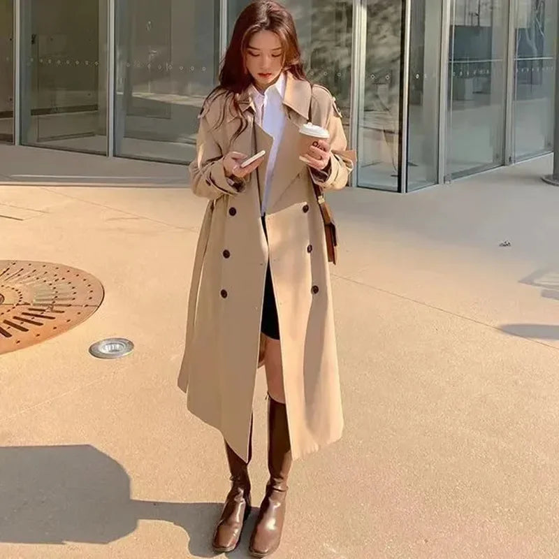 Trench Coat Femme Ample Mi-Long – Style Streetwear Casual