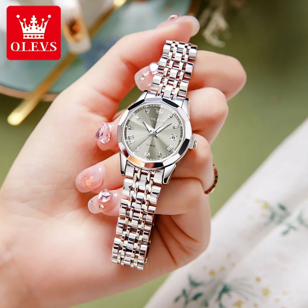 OLEVS 9931 Montre Femme Luxe – Quartz, Miroir Losange, Acier Inoxydable, Diamants, Étanche 3 Bar