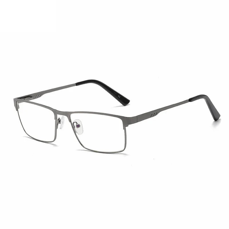 Lunettes de Lecture Carrées en Métal – Anti Lumière Bleue, Branches à Ressort, Mixte