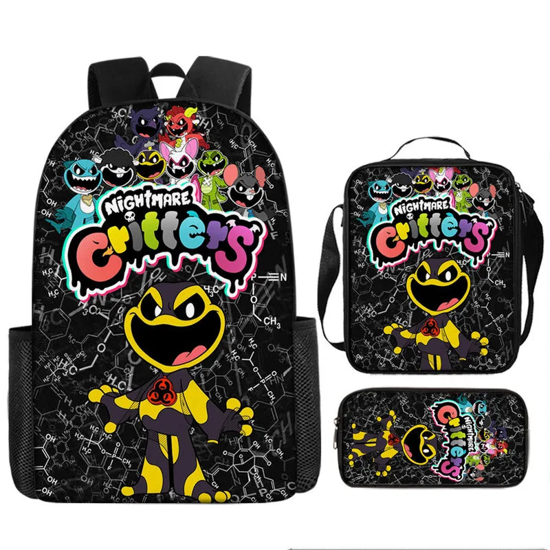 3-piece Set Nightmare Backpack Doey Doughman School Backpack For Students Horror Pianosaurus Bookbag Penbag Yarnaby Shoulderbag