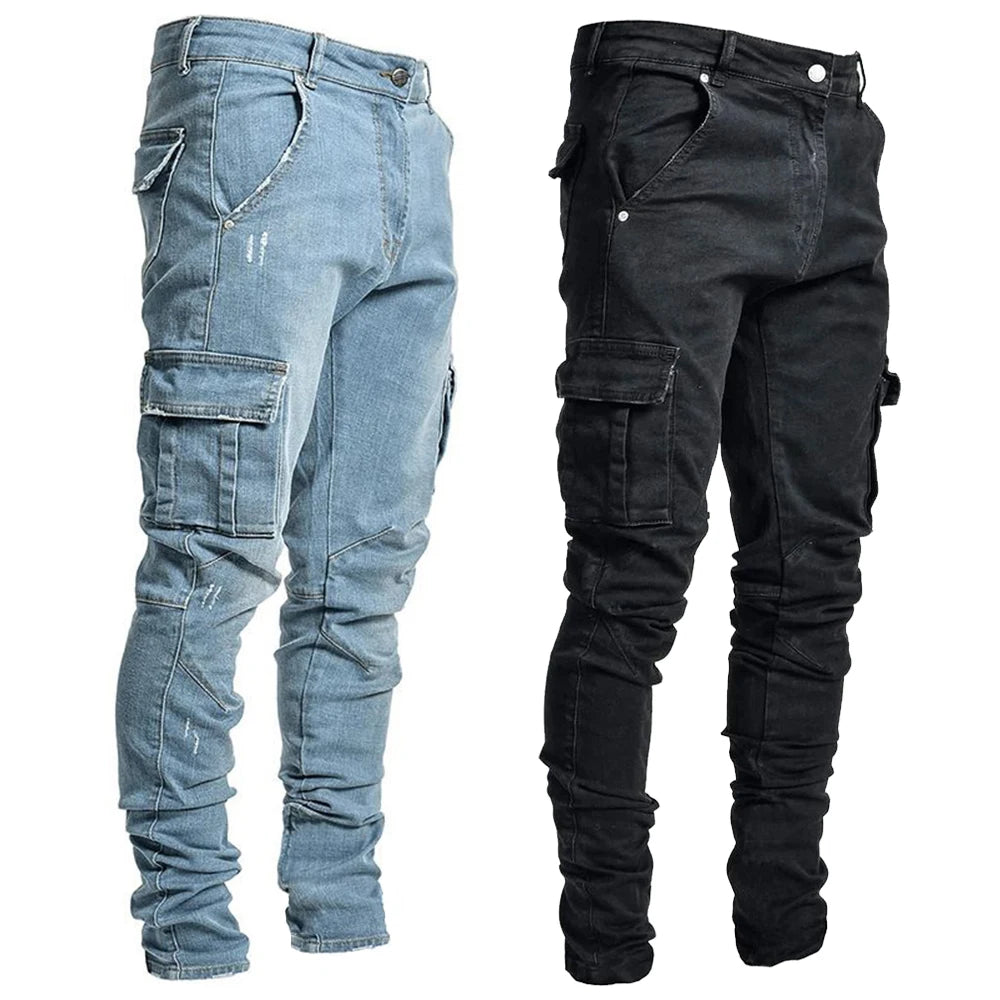 Jean Cargo Slim Homme Streetwear Multi-Poches 2 Coloris | Tailles S-XXXL