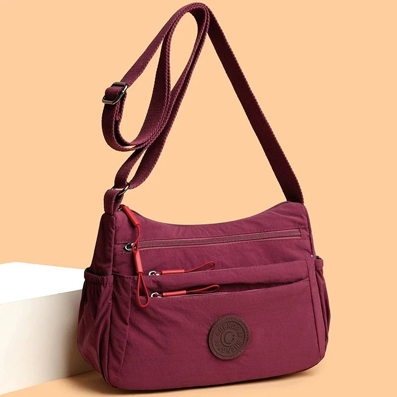 Sac Bandoulière Femme Multi-Poches – Nylon Léger, Casual & Polyvalent