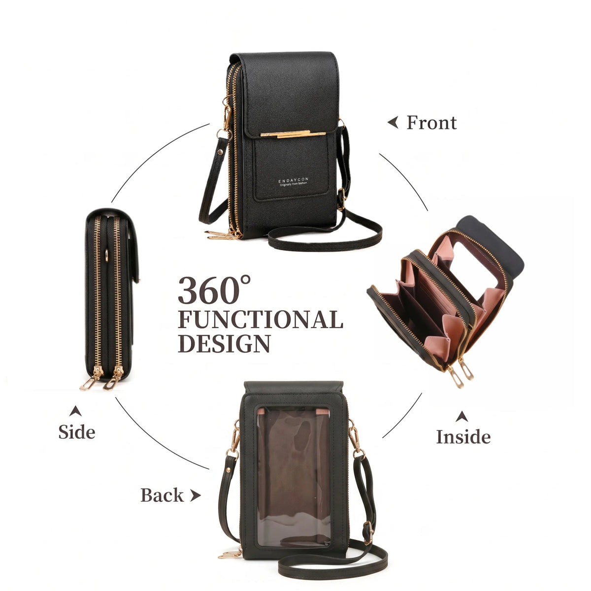 Sac Téléphone Bandoulière Anti-RFID Pomelo Best – Cuir PU, Écran Tactile, 4 Coloris