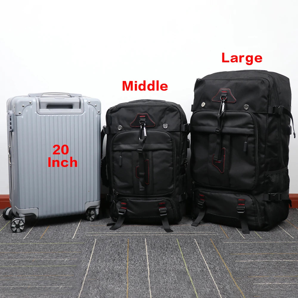 Travel Hiking Backpack 80L Large Capacity Multiple Storage Spaces Anti Theft Backpack with Dry Wet Separation Backpack for Men