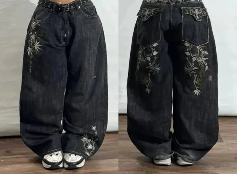 Jean Y2K Baggy Homme Imprimé Blue Washed Hip Hop Rock Wide Leg | Multi-Coloris M-XXL