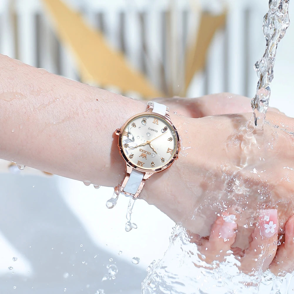 Montre Femme OLEVS 5872 – Céramique Quartz Luxe, Élégante & Imperméable