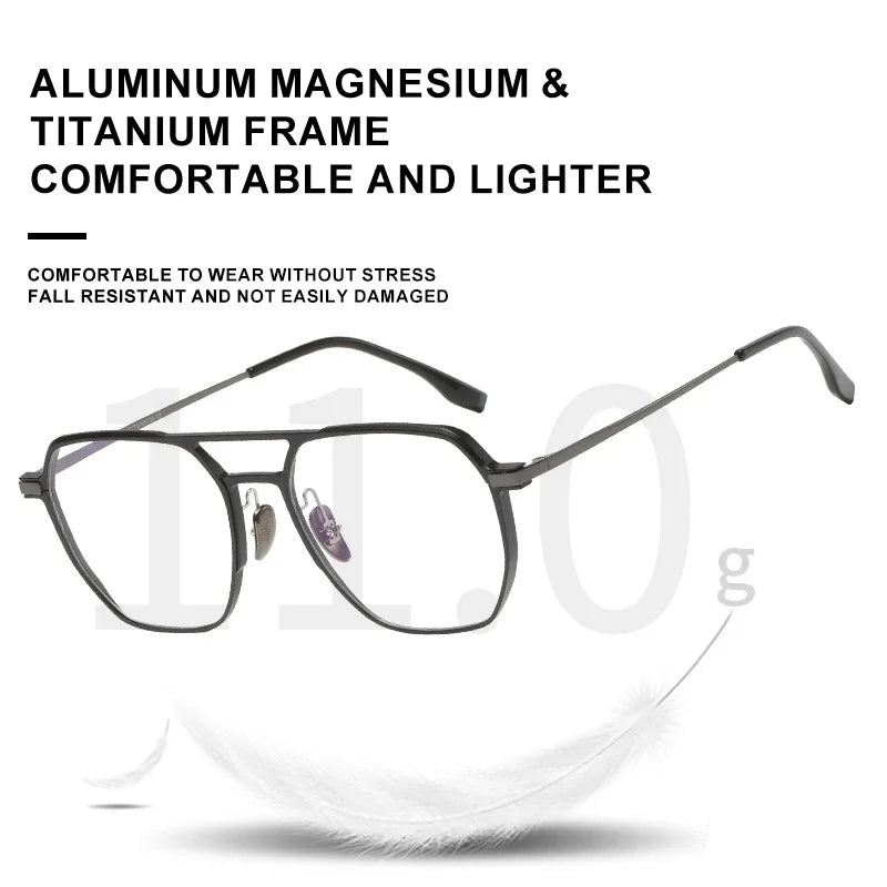 Lunettes de Lecture VICKY Double Pont Anti-Lumière Bleue – Monture Aluminium/Titane, Correction Personnalisable